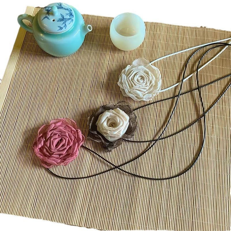 Women's Chinese Ancient Style Flower Strap National Choker Chain Necklace