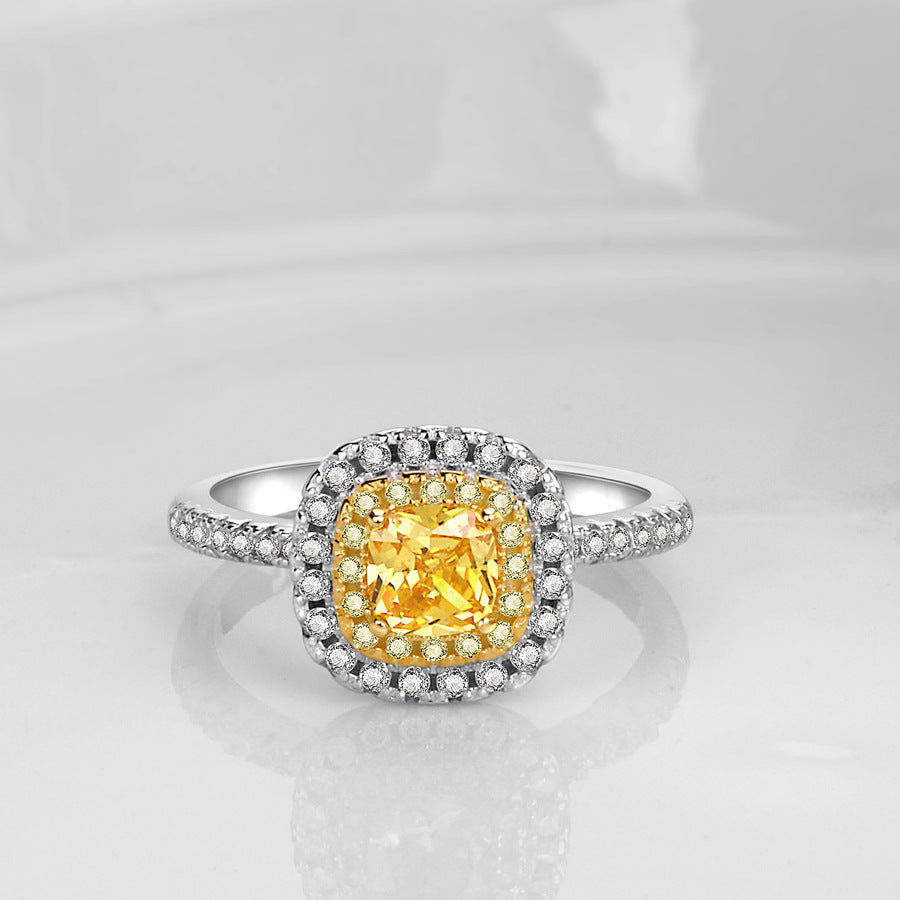 Women's Yellow Diamond Luxury Single Straight Lady Ring