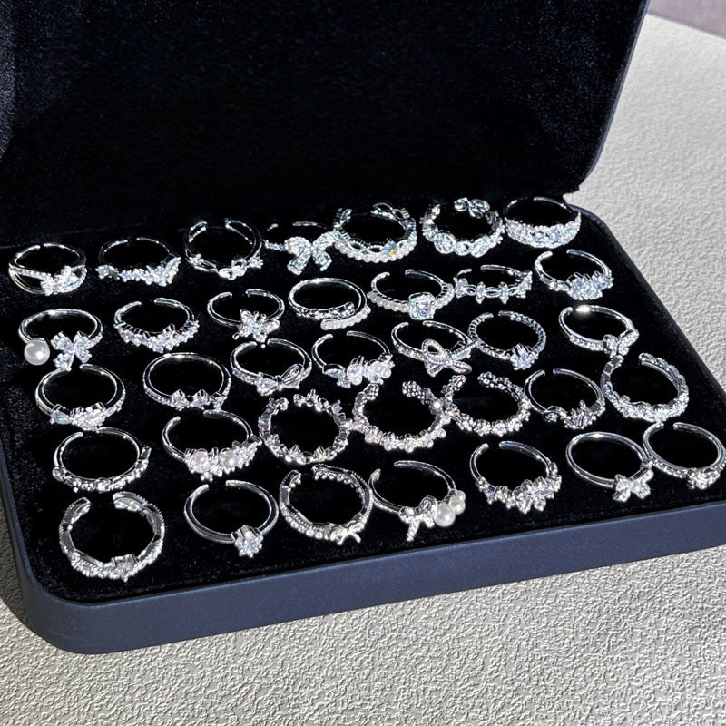 Sweet Style Niche Design Butterfly Flower Female Lace Hollow Out Ring