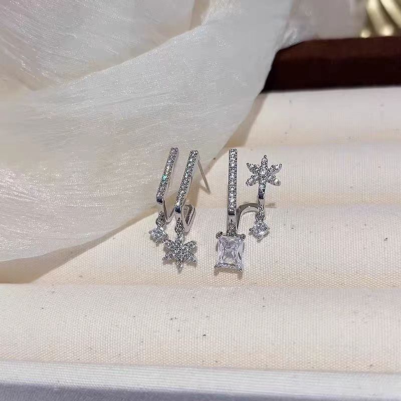 Long Zircon Tassel Exquisite Starfish Shell Cross Earrings