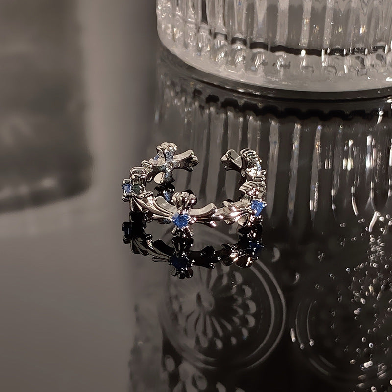 Light Luxury Butterfly High-grade Rhinestone Open Cold Rings