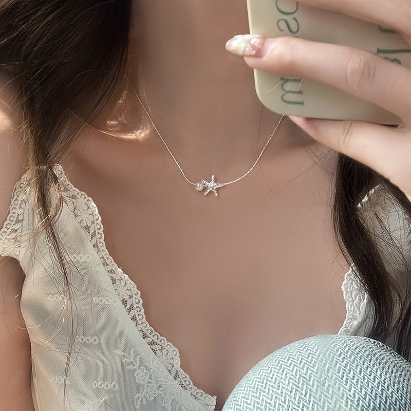 Starfish Imitation Pearl Female Niche Unique Design Sense Refined Necklace