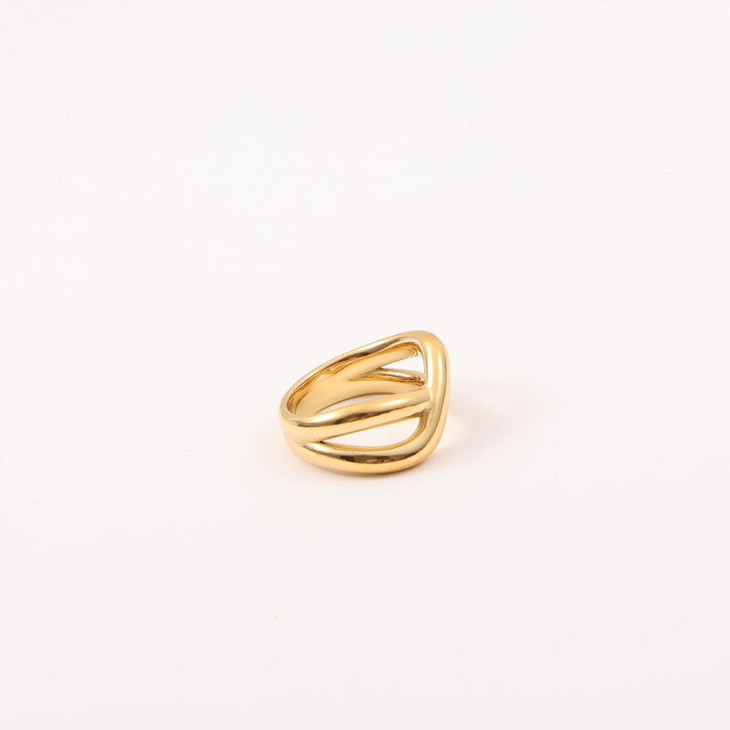 Cross Art Abstract Design Titanium Steel Gold Rings