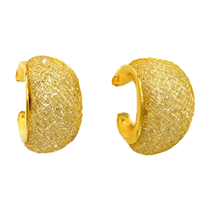 Women's Luxury Gold Silk Mesh Crystal Real Chrome Earrings