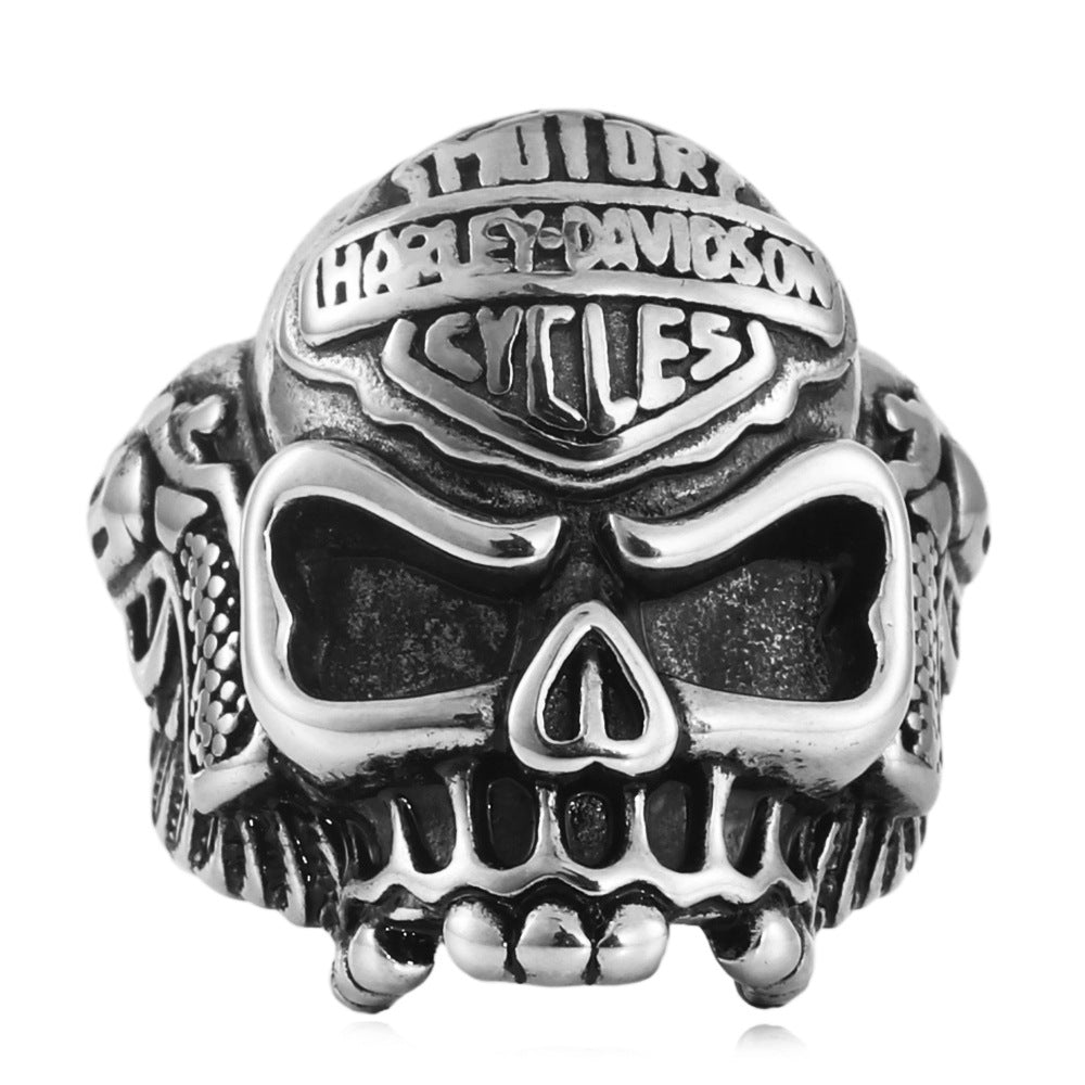 Men's Titanium Steel Skull Trendy Personality Punk Vintage Stainless Ring