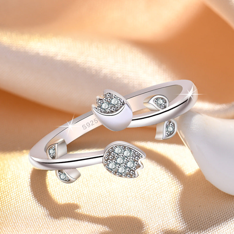 Tulip Female Light Luxury French Romantic Rings