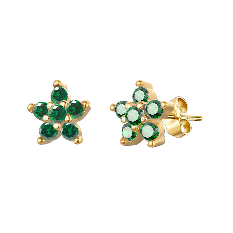 Sier Needle Color Flower Diamond Petite Female Creative Fashion Simple Rings