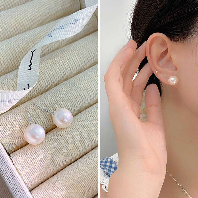 Cheng Pearl Pure Sier High-grade Light Earrings