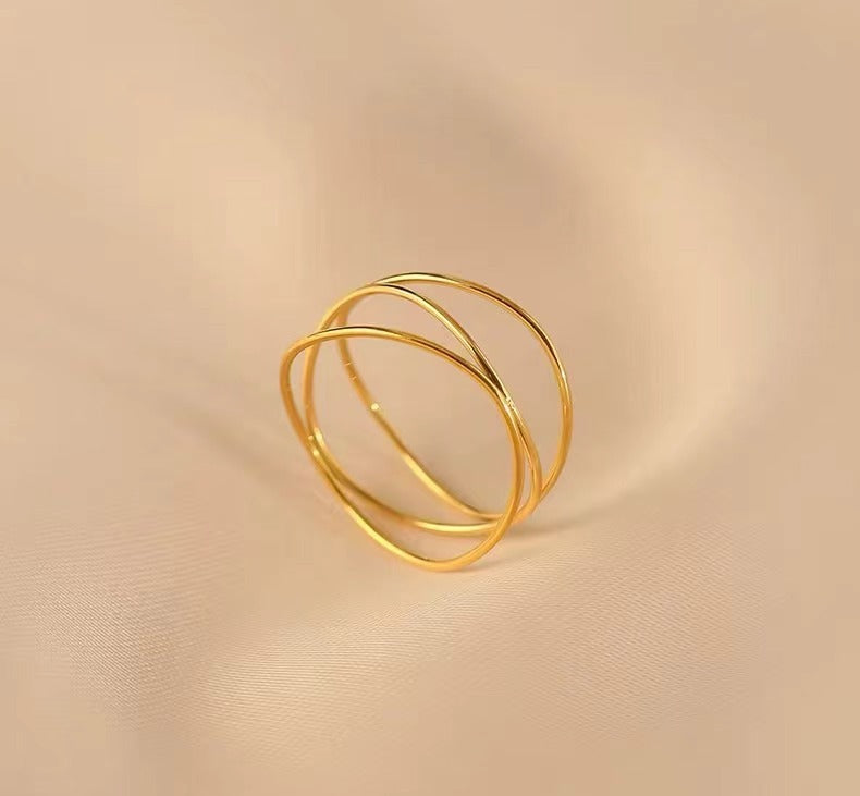 Women's Do Not Pick French Line Interwoven Design Titanium Steel Rings