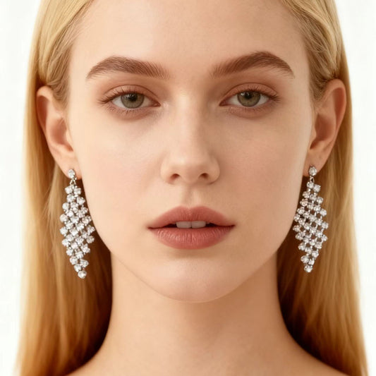 Women's Simple Elegant Thin Face Diamond Tassel Earrings