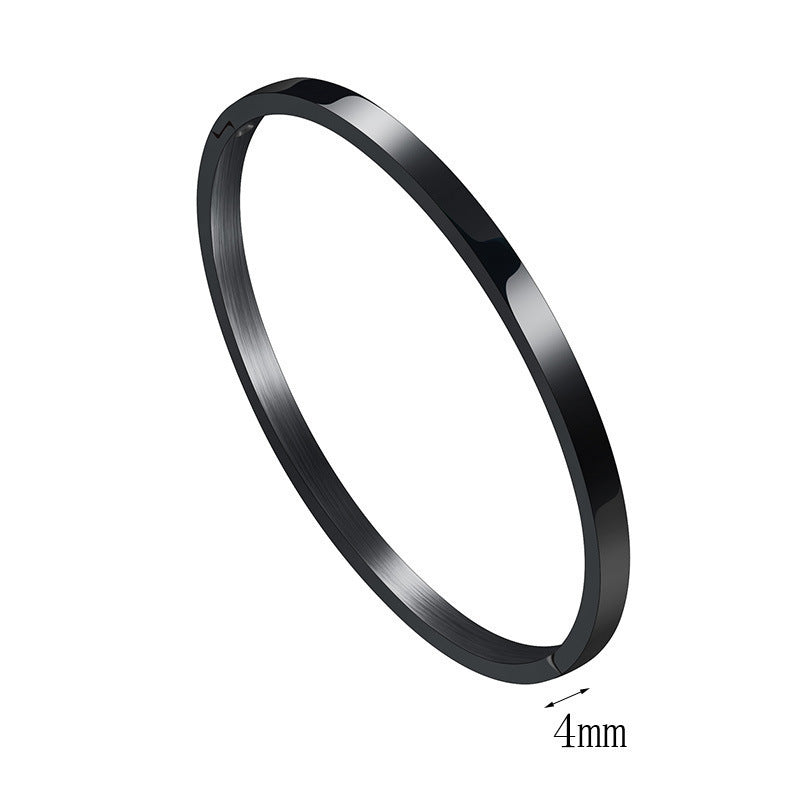 Women's & Men's Glossy Titanium Steel Couples Openings Stainless Simple Bracelets