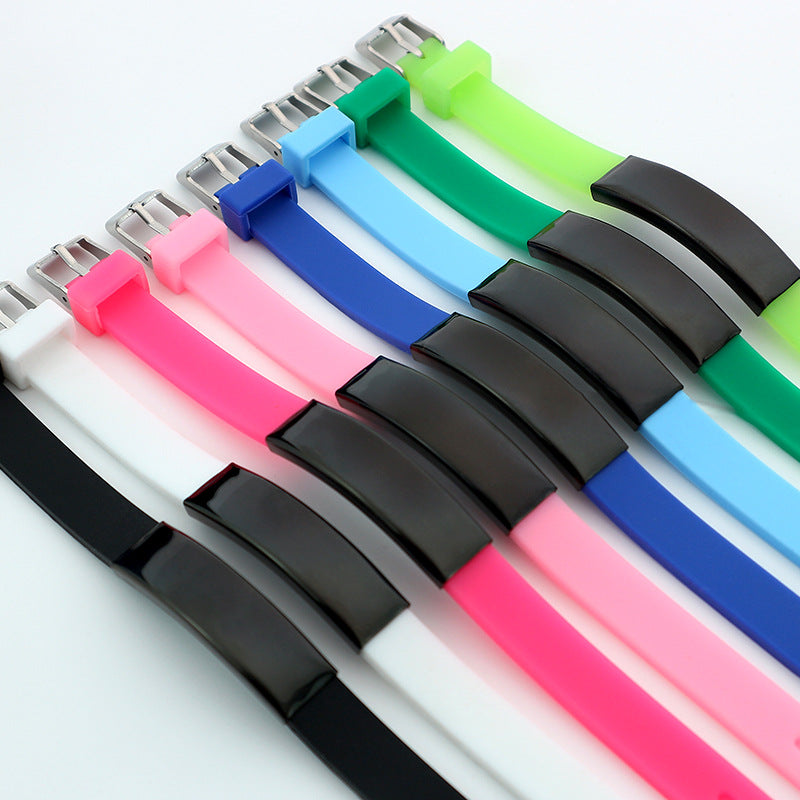 Soft Silicone Wristband Fashion Simple Couple Can Carve Writing Stainless Bracelet