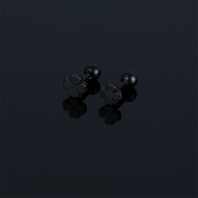 Style Minimalist Four-leaf Clover Temperament Female Simple Trendy Titanium Steel Ear Buckle