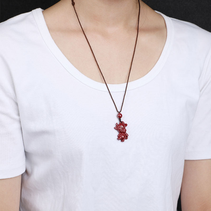 Children's Cinnabar Chinese Zodiac Female Male Life Pendants