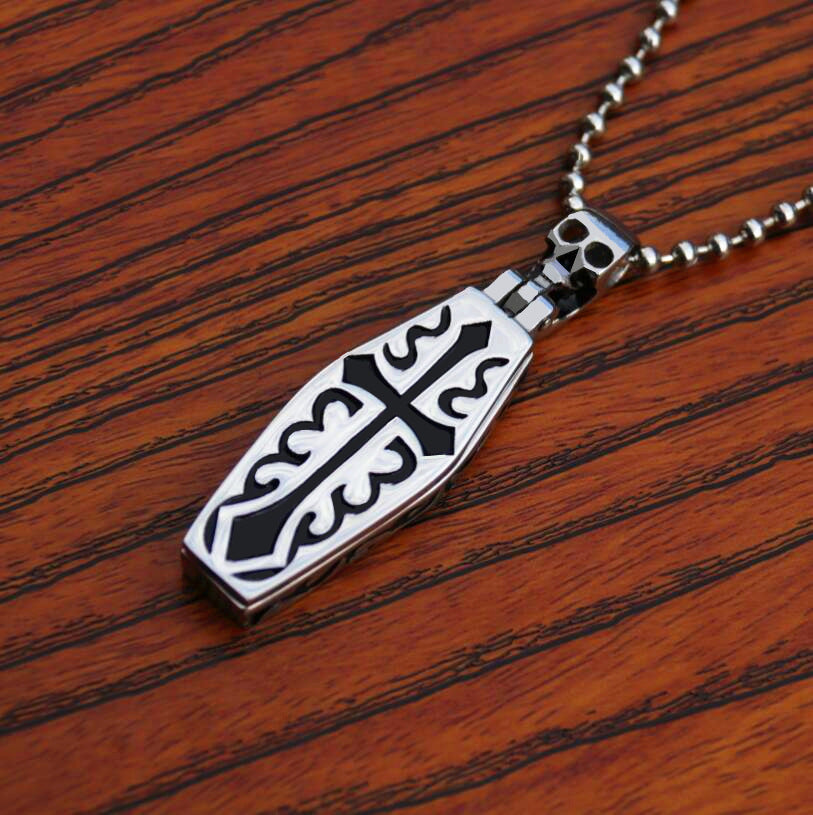 Men's Death Titanium Steel Domineering Coffin Cross Necklace