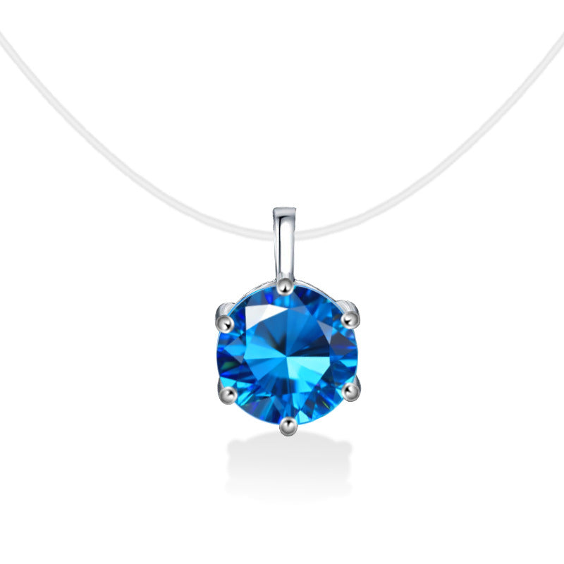 Faint Without Feeling Invisible Fishing Line Flash Natural Topaz Blue Necklaces
