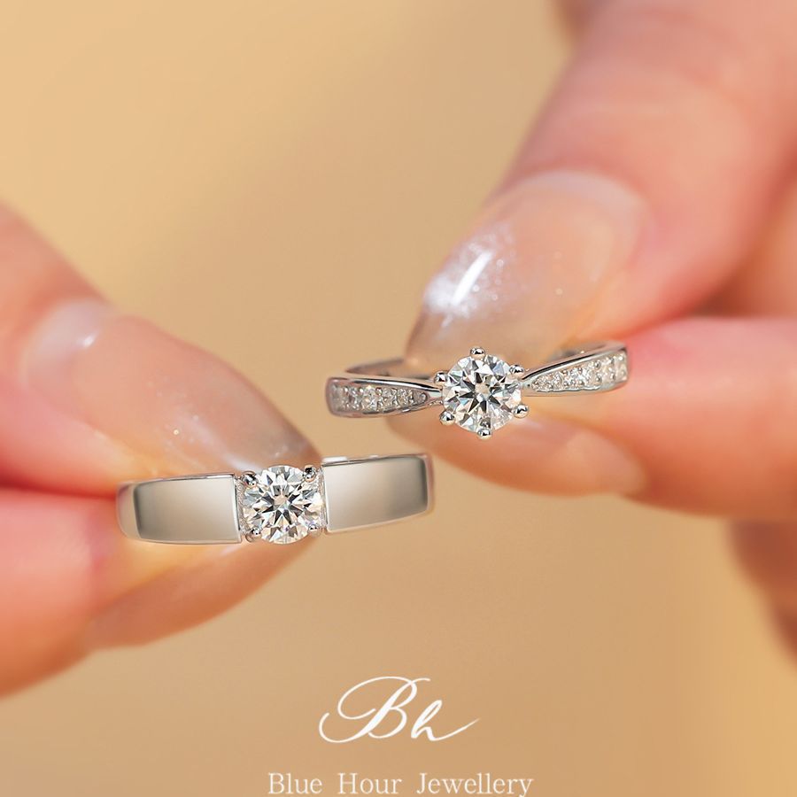 Carbon Stone Diamond Wedding Sterling Sier Pair Of Ring