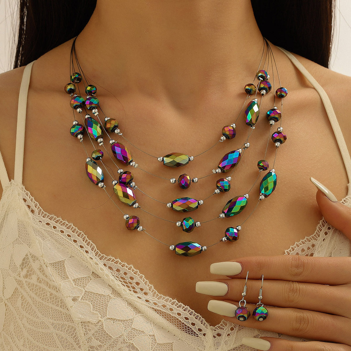 Colorful Beaded Turquoise Fashion Elegant High-grade Jewelry Set