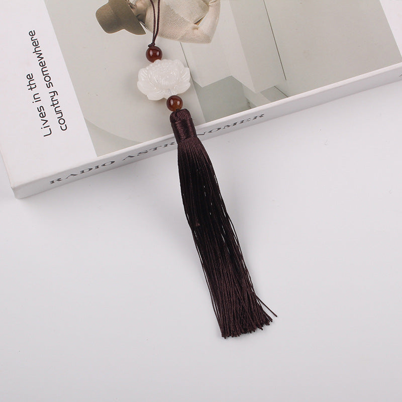 Jade Lotus Tassel Fringe Kunlun Fan Cheongsam Jewelry Accessories