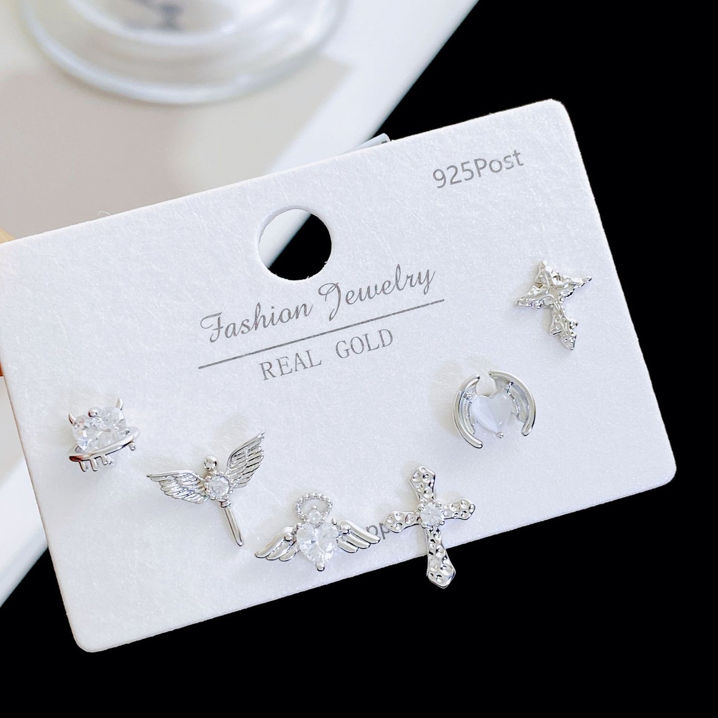 Women's Needle Simple Series Three Pairs Storage Ear Rings