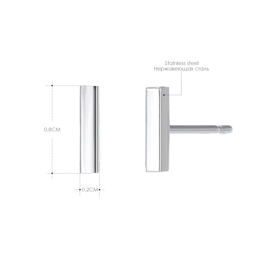 Stainless Steel Simple Punk Geometric Titanium Horizontal Stud Earrings