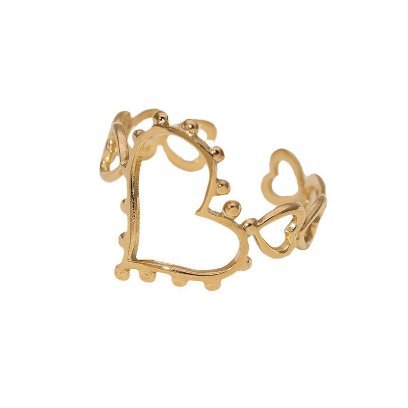 Simple Fashionable Stainless Steel Heart-shaped High-grade Gold-plated Ring