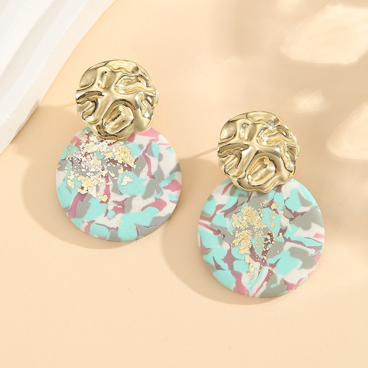 Women's Geometric Stitching Polymer Clay Fashionable High-grade Earrings