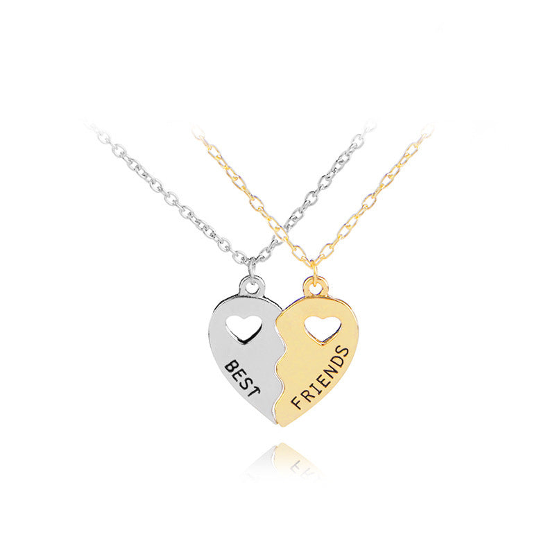 Friend Metal Stitching Love Peach Heart Necklace
