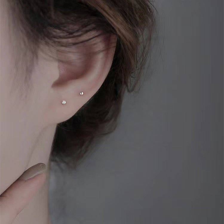 Sier Mini Delicate Light Luxury Minority Design Sense Daily Stud Earrings