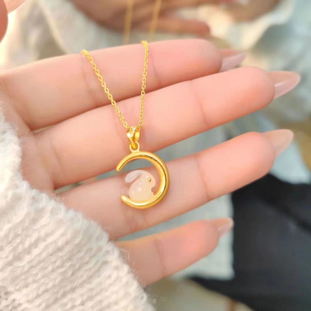 Rabbit Female Chinese Zodiac Life Clavicle Chain National Style Design Necklaces
