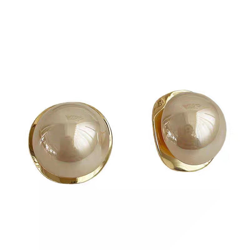 Design Cold Style Geometric Pearl Sier Needle Stud Earrings