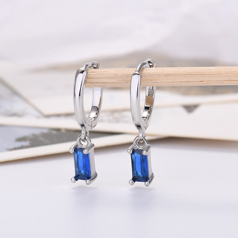 Sier Needle Export Sale Rectangular Color Earrings