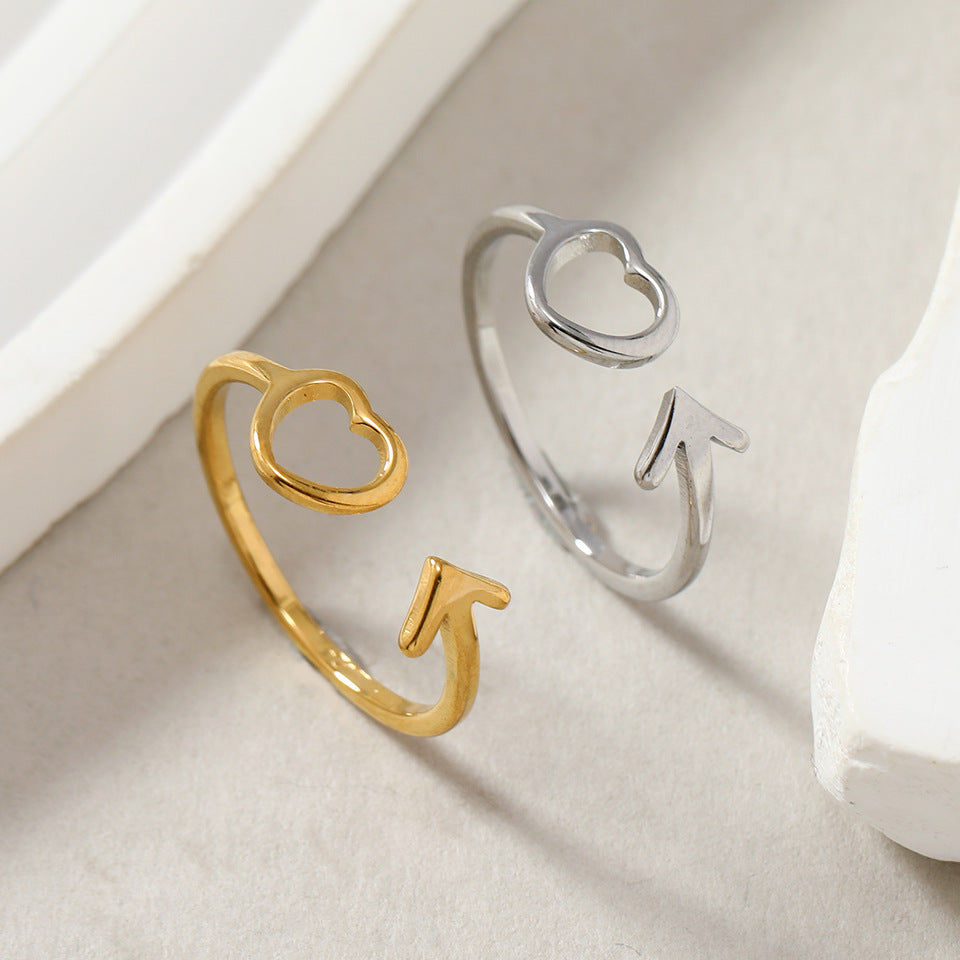 Design Cut Hollow Heart Arrow Opening Ring