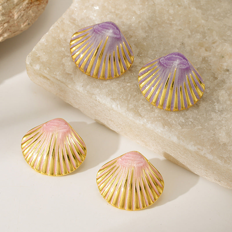 Shell Colorful Oil Penh Shape Fashion Seaside Vacation Versatile Rings