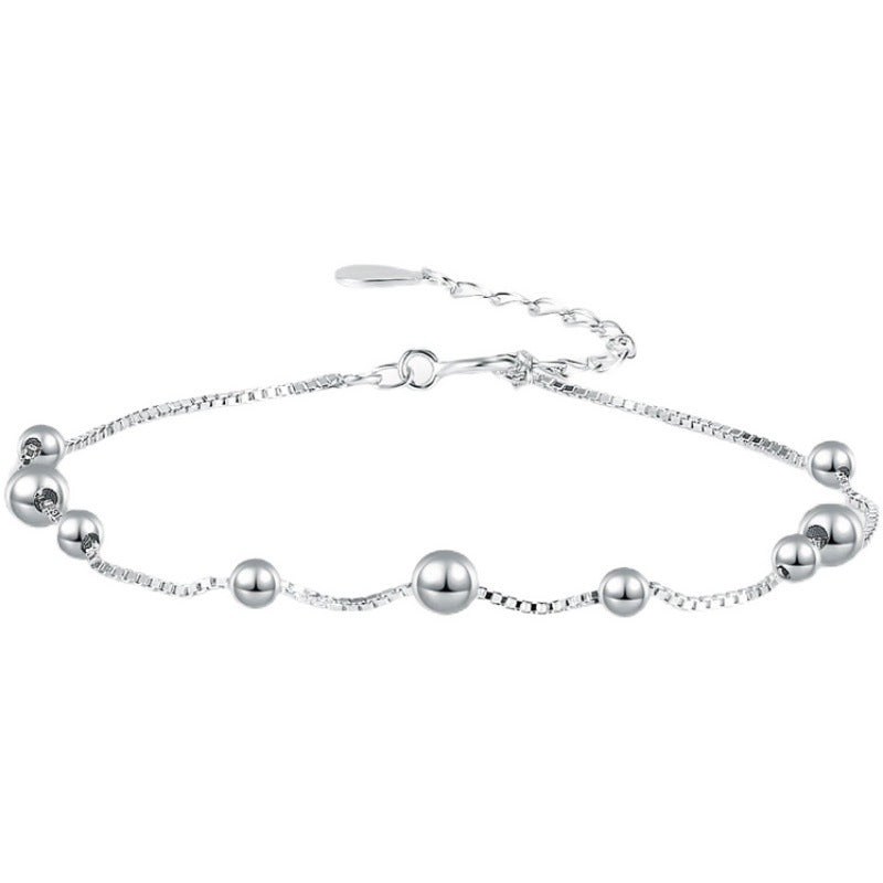 Sier Size Round Beads High-grade Simple Cold Bracelet