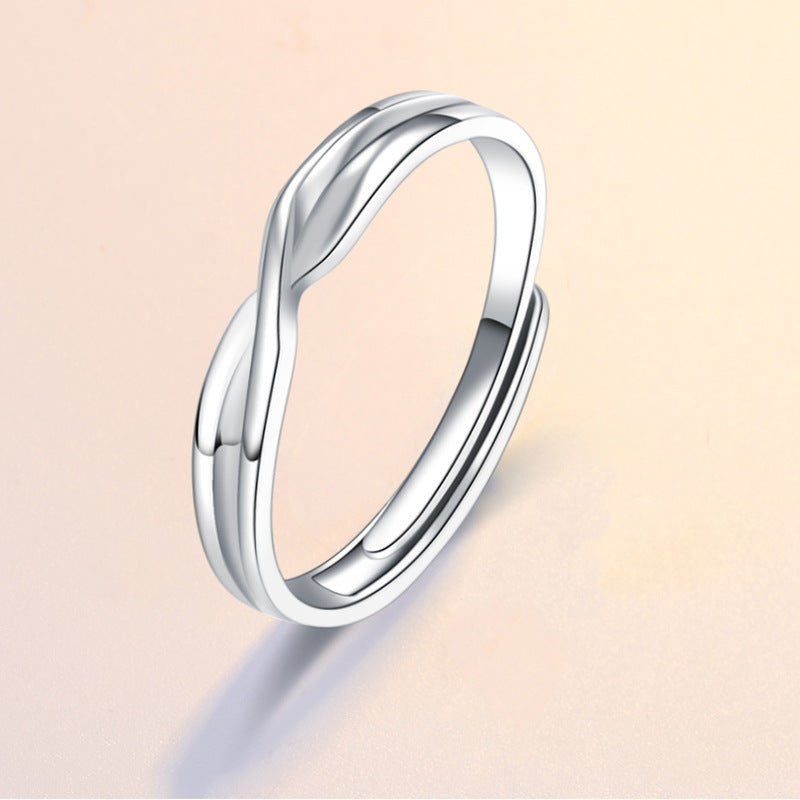 Sier Shining Mobius Couple Pair Design Rings