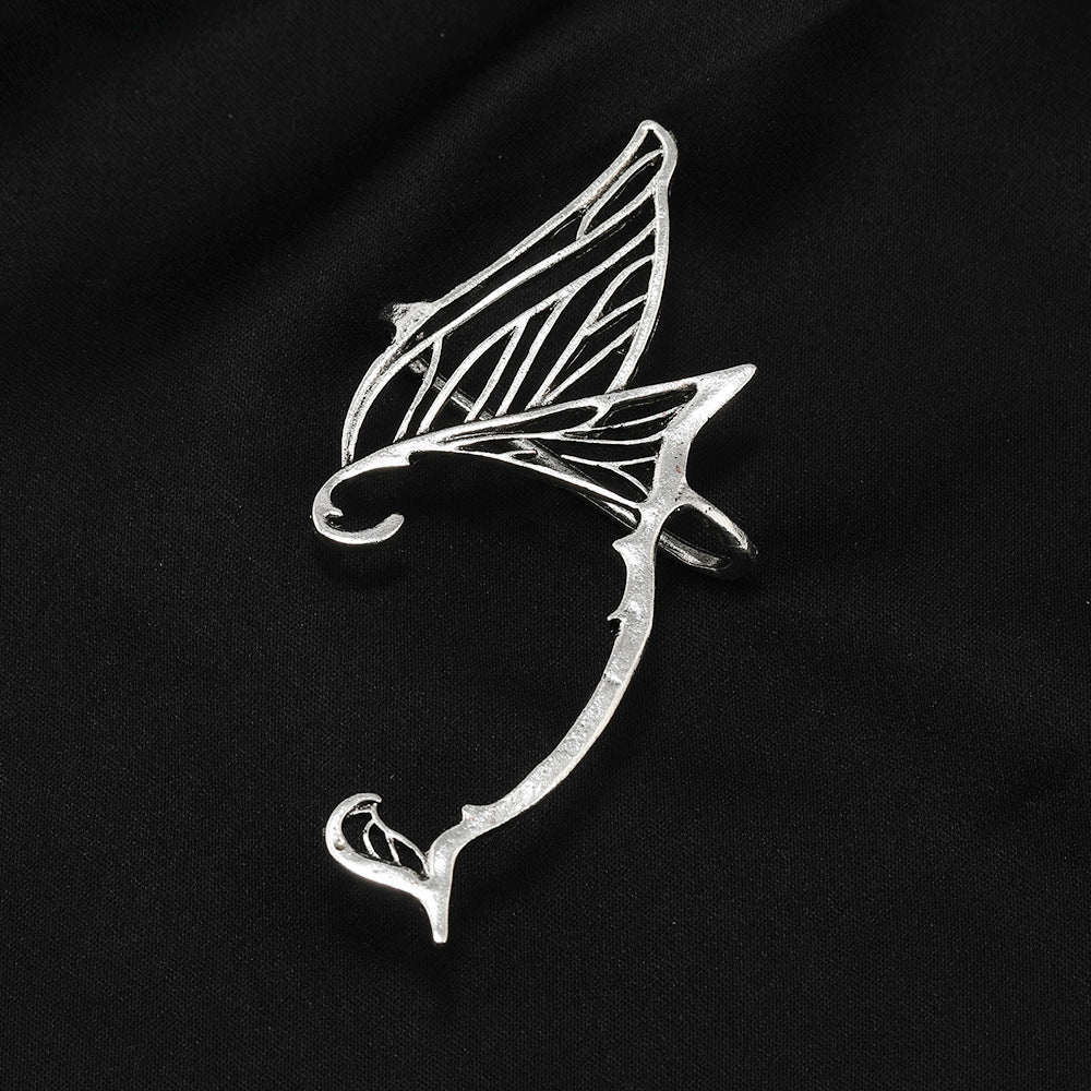 Women's Ear Clip Personalized Retro Hollow Butterfly Wings Elf Cuff Rings