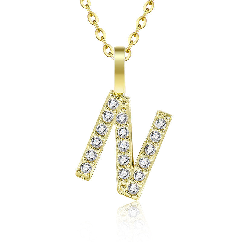 Diamond Inlaid Zircon English Letter Female Pendants
