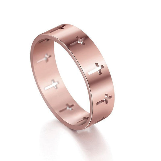 Women's & Men's Personalized Trendy Cross Simple Stainless Steel Rings