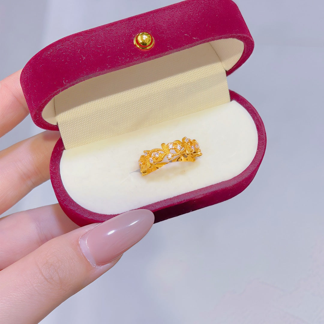 Women's Alluvial Gold Retro Affordable Luxury Design Brass Plated Fashion Ring