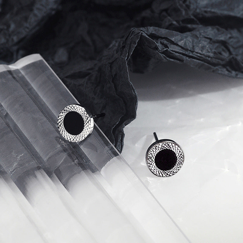 Men's Sier Texture High Sense Niche Style Eardrop Trendy Stud Earrings