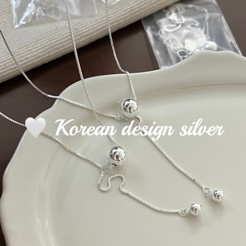 Sier Sterling Bead Tassel Elegant Simple Necklaces