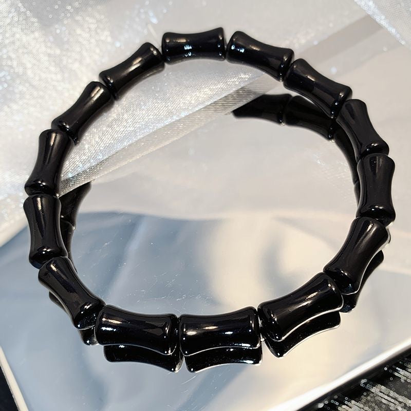 Women's & Men's Chinese Style Black Bamboo Double Layer Niche Personality Design Sense Bracelet
