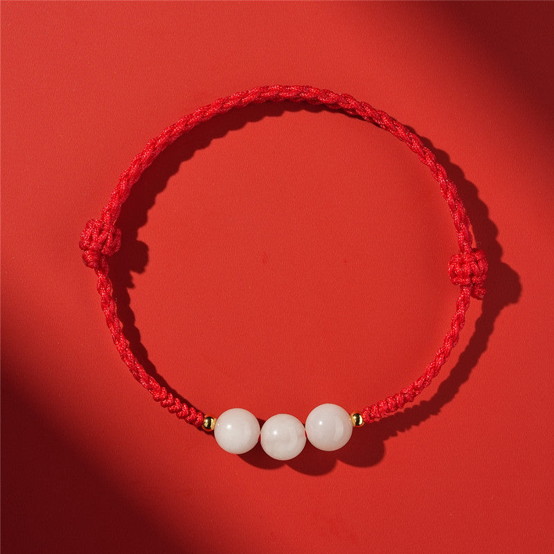 Life Red Rope Woven Cinnabar Jade Ethnic Style Advanced Bracelets