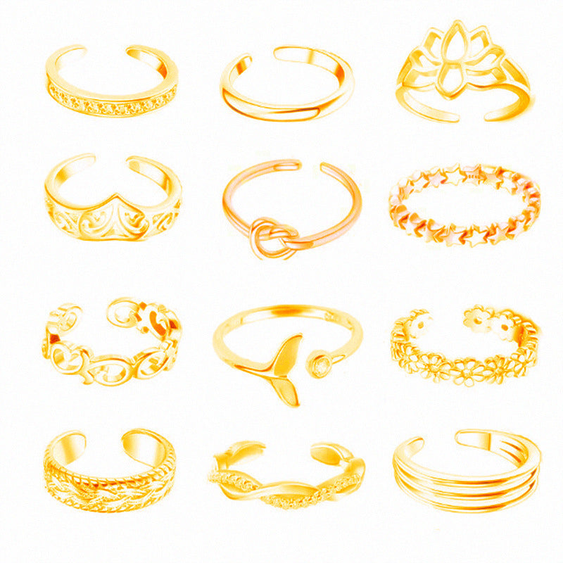 Women's Fashion Micro Rhinestone Lotus Knot Opening Ring