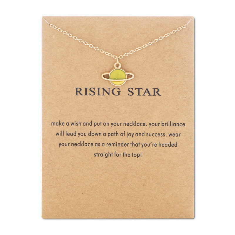 Starry Sky Series Drop Oil Saturn Earth Necklace