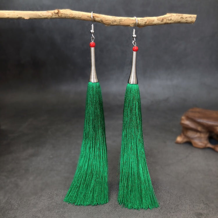 Women's Ethnic Style Tassel Classical Temperament Long Rings