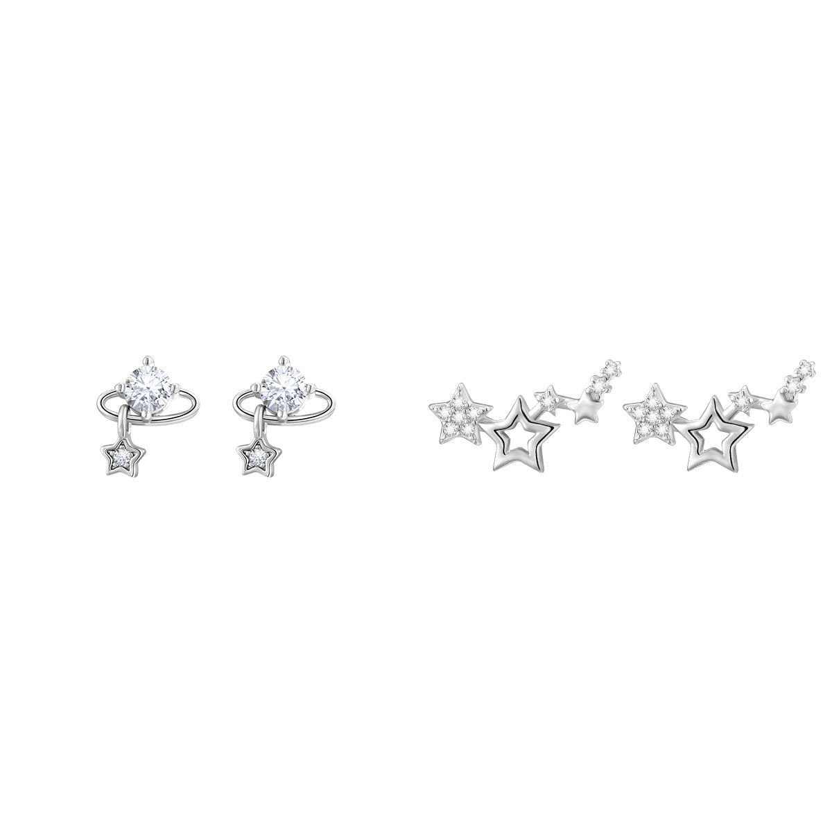 Body Gold Micro Inlaid Zirconium Queen Mother Big Five-pointed Earrings