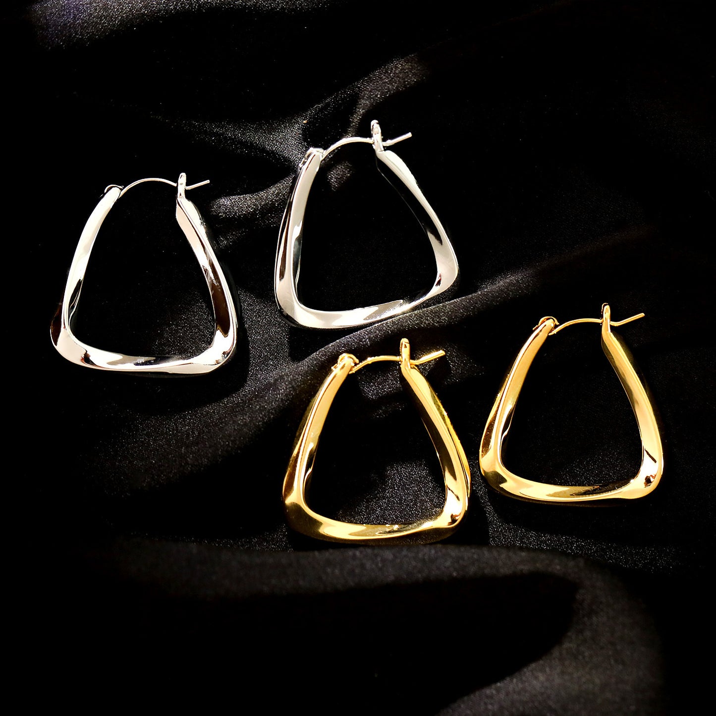 Square Twisted Clip Everyday Joker Commuter Metal Eardrops Minimalist Light Ear Buckle