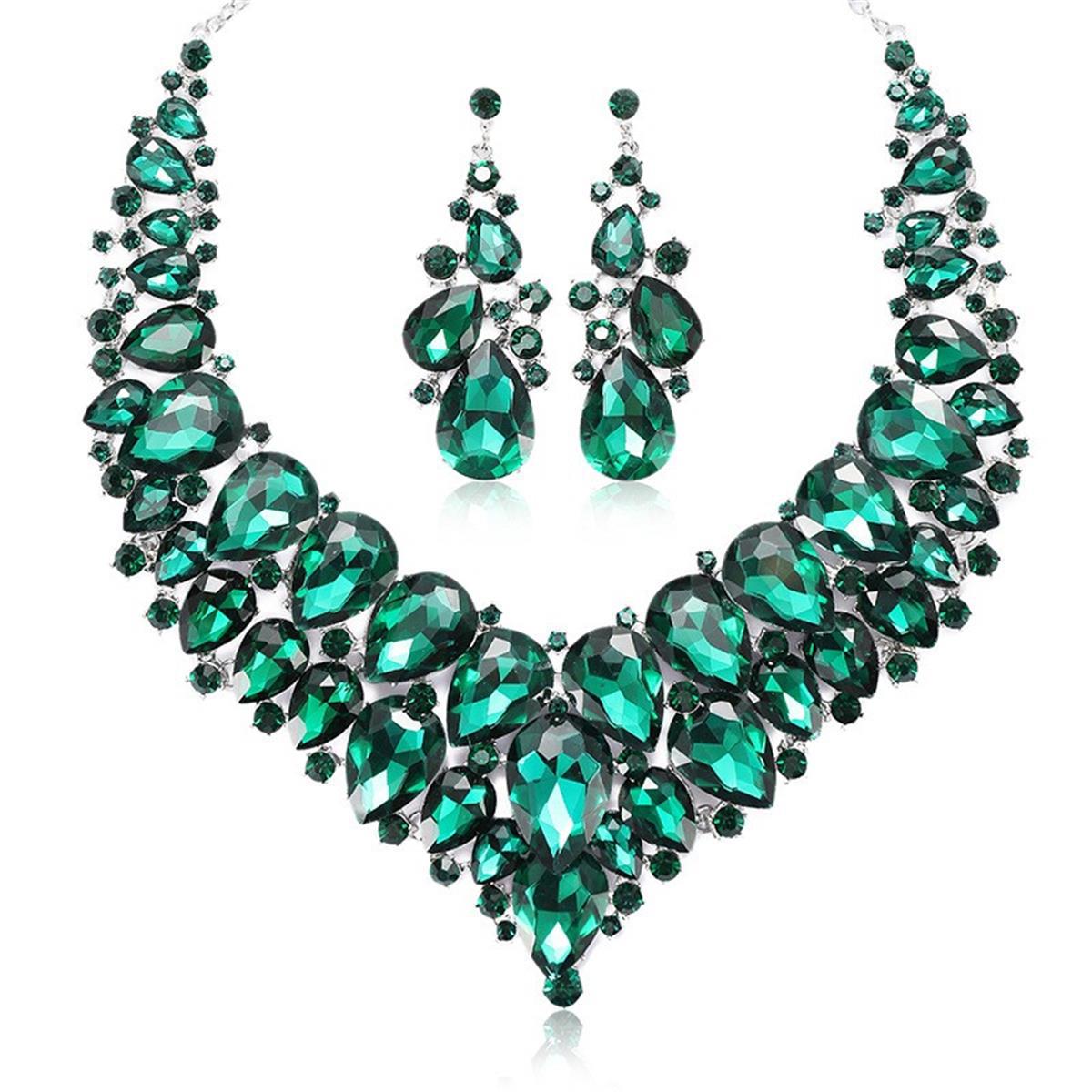 Women's Profile Generous Red Crystal Suite Bridal Jewelry Set
